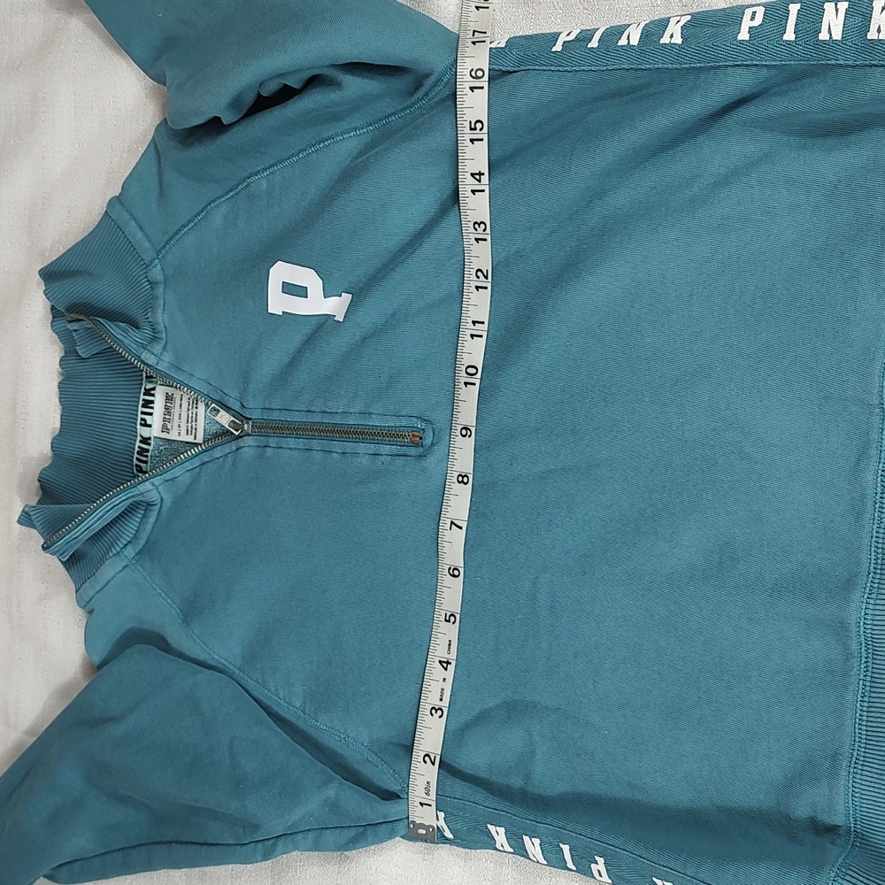 Pink Victoria Secret Long Sleeve Blue Turquoise 1/4 zip up Women Size X Small - Picture 4 of 11